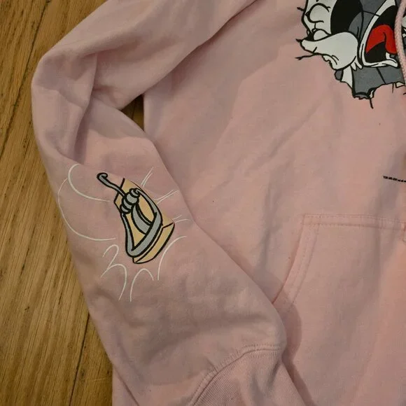 Tom and Jerry Women’s Small Sweatshirt Pink  Hoodie Fun!! - Picture 5 of 6